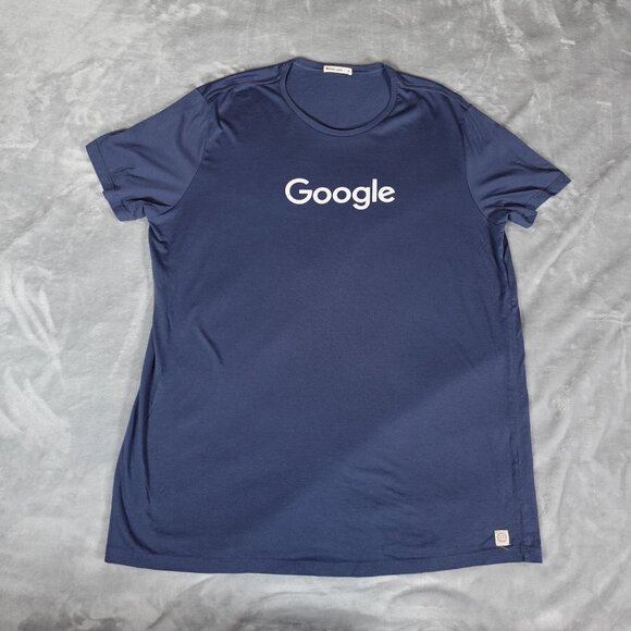 Google Marine Layer Crewneck T Shirt Mens XL Supima Cotton Made In USA Blue - Picture 1 of 10